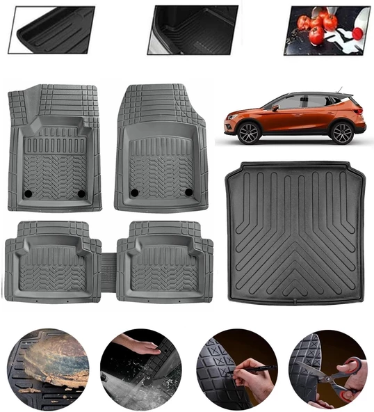 Seat Cordoba 2002-2008 Uyumlu Paspas Araca Özel Bagaj Havuzu MBS Gri