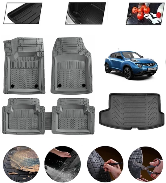 Nissan Juke 2016-2020 Üst  Uyumlu Paspas Araca Özel Bagaj Havuzu MBS Gri ürün görseli 1