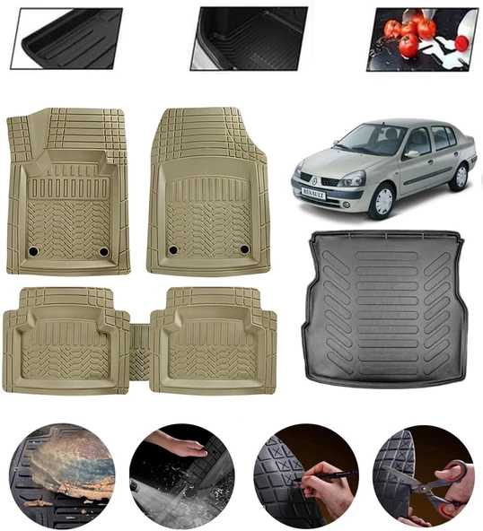 Renault Symbol 1999-2008 Uyumlu Paspas Araca Özel Bagaj Havuzu MBS Bej ürün görseli 1