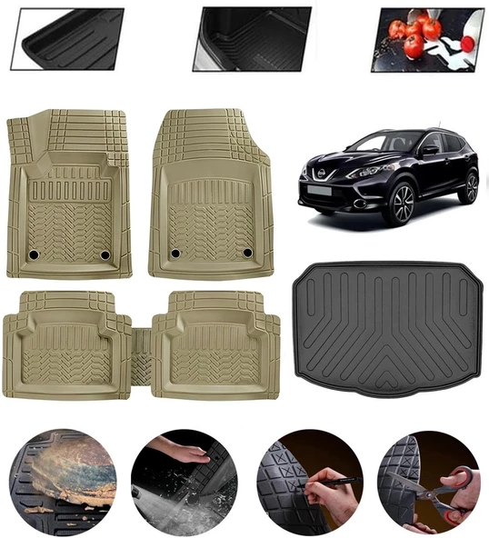 Nissan Qashqai 2022-2026 Alt Uyumlu Paspas Araca Özel Bagaj Havuzu MBS Bej ürün görseli 1