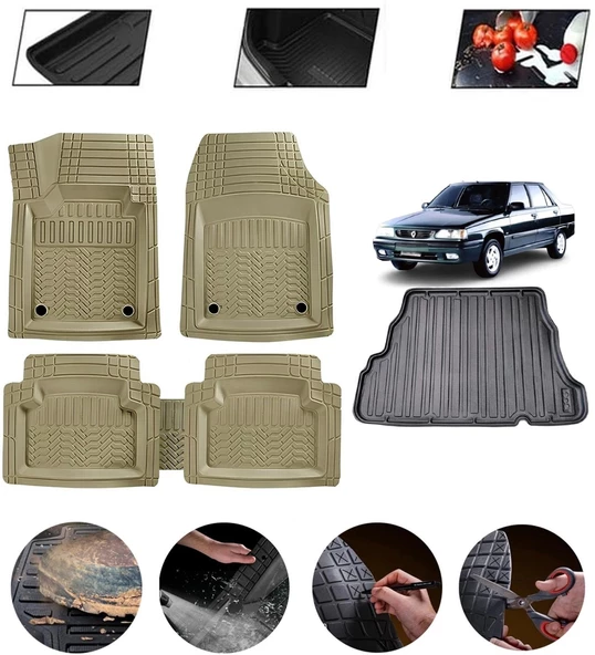 Renault 9 Uyumlu Paspas Araca Özel Bagaj Havuzu MBS Bej ürün görseli 1