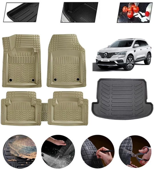 Renault Koleos Uyumlu Paspas Araca Özel Bagaj Havuzu MBS Bej ürün görseli 1