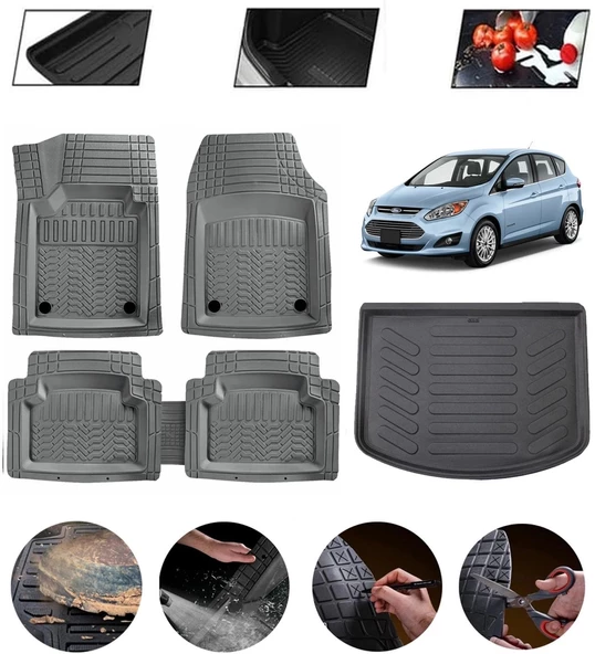 Ford C-Max 2003-2010 Uyumlu Paspas Araca Özel Bagaj Havuzu MBS Gri ürün görseli 1