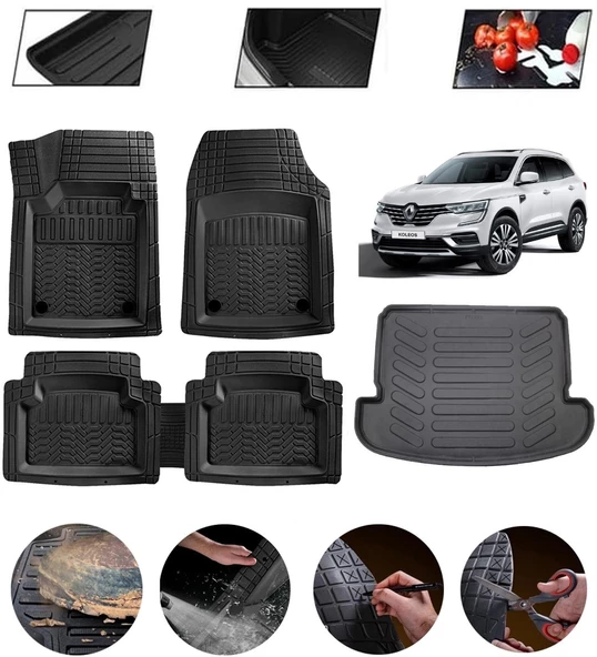 Renault Koleos Uyumlu Paspas Araca Özel Bagaj Havuzu MBS Siyah ürün görseli 1