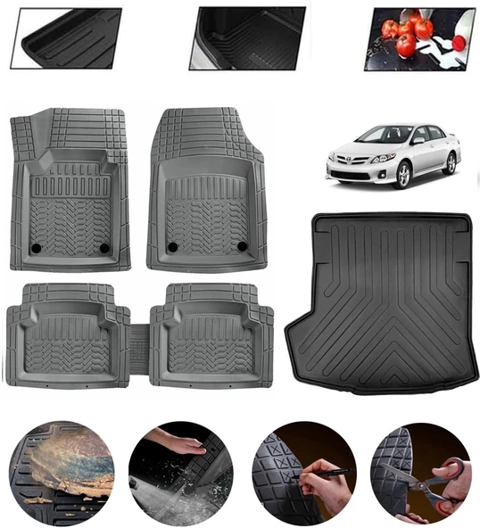 Toyota Corolla Sedan 2002-2007  Uyumlu Paspas Araca Özel Bagaj Havuzu MBS Gri ürün görseli 1