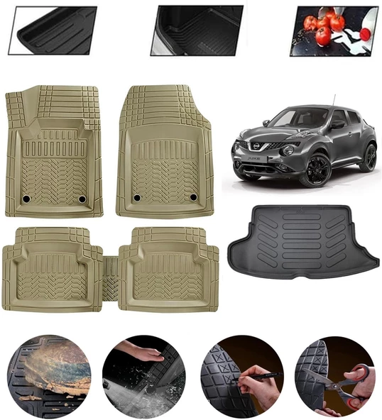 Nissan Juke 2010-2015 Uyumlu Paspas Araca Özel Bagaj Havuzu MBS Bej ürün görseli 1