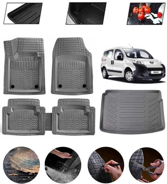 Peugeot Bipper Uyumlu Paspas Araca Özel Bagaj Havuzu MBS Gri ürün görseli 1