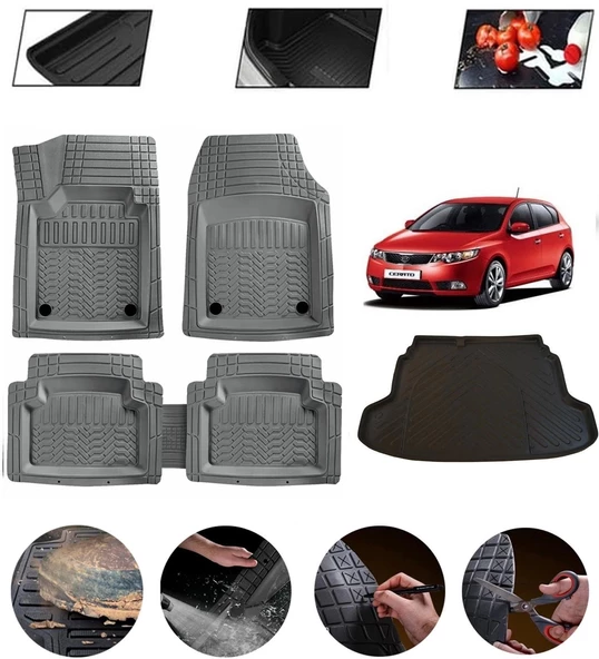 Kia Cerato 2010-2015  Uyumlu Paspas Araca Özel Bagaj Havuzu MBS Gri ürün görseli 1