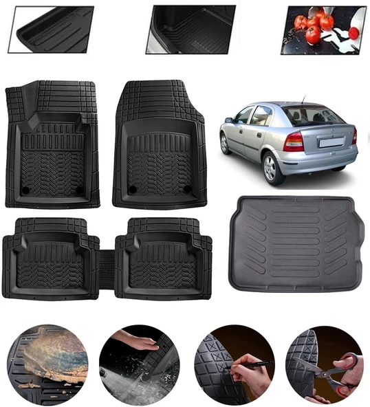 Opel Astra G 1998-2004 Hatchback Uyumlu Paspas Araca Özel Bagaj Havuzu MBS Siyah ürün görseli 1