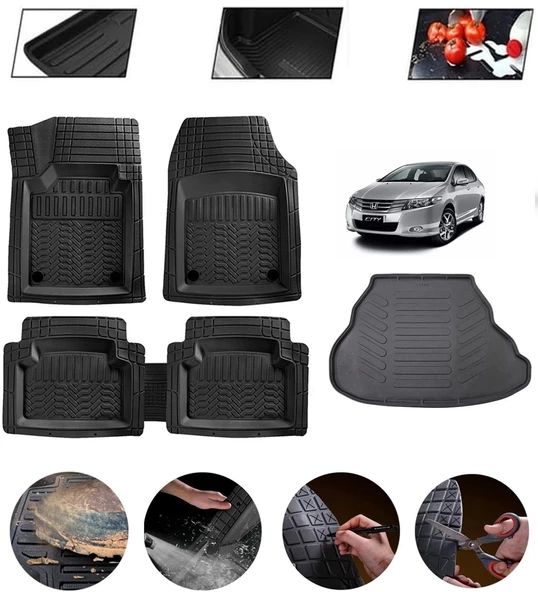 Honda City 2006-2015 Uyumlu Paspas Araca Özel Bagaj Havuzu MBS Siyah ürün görseli 1