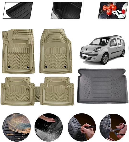 Kangoo 2008-2015 Uyumlu Paspas Araca Özel Bagaj Havuzu MBS Bej ürün görseli 1