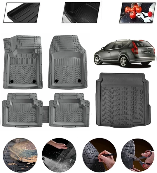 Kia Ceed 2006-2012 Station Wagon Uyumlu Paspas Araca Özel Bagaj Havuzu MBS Gri ürün görseli 1