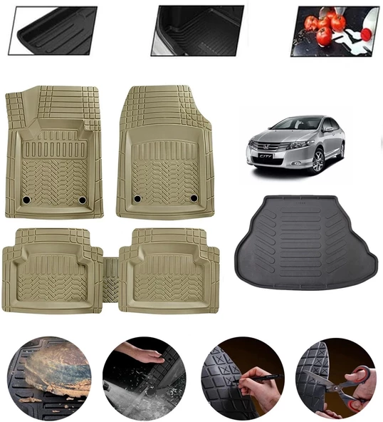 Honda City 2006-2015 Uyumlu Paspas Araca Özel Bagaj Havuzu MBS Bej ürün görseli 1