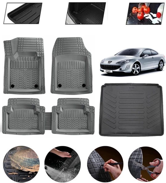 Peugeot 407 Uyumlu Paspas Araca Özel Bagaj Havuzu MBS Gri ürün görseli 1