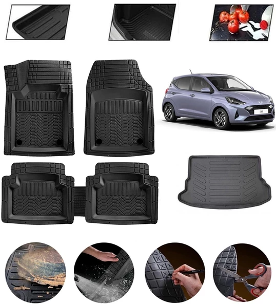 Hyundai İ10 Uyumlu Paspas Araca Özel Bagaj Havuzu MBS Siyah ürün görseli 1