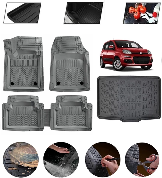 Fiat Panda Uyumlu Paspas Araca Özel Bagaj Havuzu MBS Gri ürün görseli 1