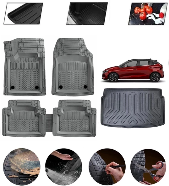 Hyundai İ20 Uyumlu Paspas Araca Özel Bagaj Havuzu MBS Gri