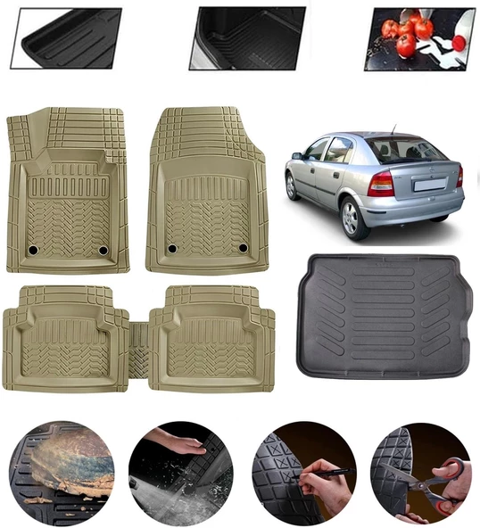 Opel Astra G 1998-2004 Hatchback Uyumlu Paspas Araca Özel Bagaj Havuzu MBS Bej ürün görseli 1