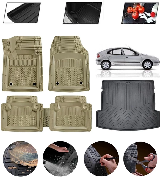 Renault Megane 1 1995-2002 Uyumlu Paspas Araca Özel Bagaj Havuzu MBS Bej ürün görseli 1