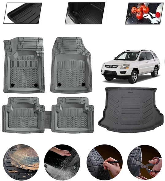 Kia Sportage 2005-2010 Uyumlu Paspas Araca Özel Bagaj Havuzu MBS Gri ürün görseli 1