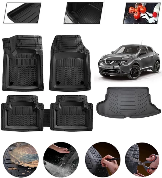 Nissan Juke 2010-2015 Uyumlu Paspas Araca Özel Bagaj Havuzu MBS Siyah