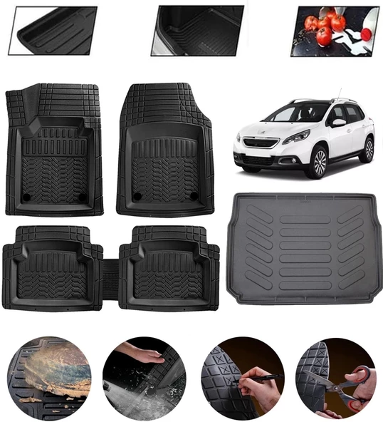 Peugeot 2008 2013-2019 Uyumlu Paspas Araca Özel Bagaj Havuzu MBS Siyah ürün görseli 1