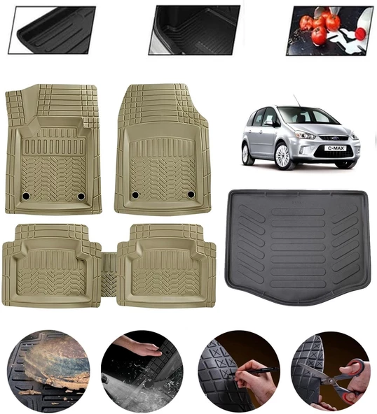 Ford C-Max Uyumlu Paspas Araca Özel Bagaj Havuzu MBS Bej ürün görseli 1