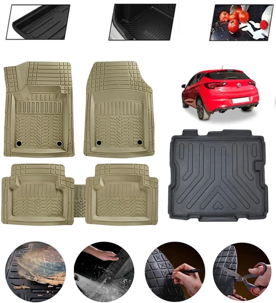 Opel Astra K  2020 Sonrası Tamir Kitli Uyumlu Paspas Araca Özel Bagaj Havuzu MBS Bej ürün görseli 1