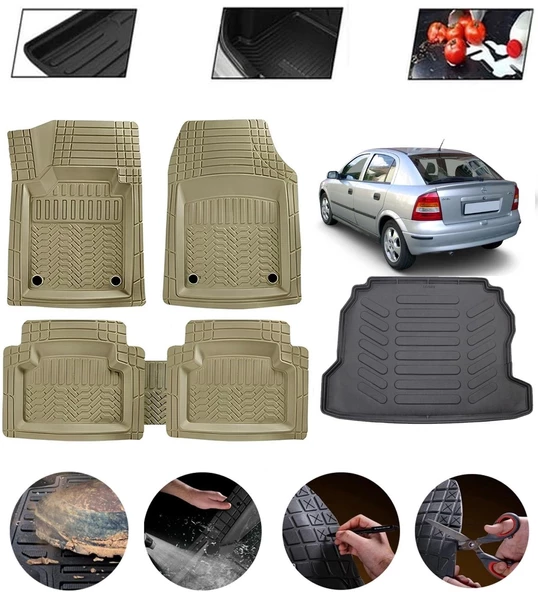 Opel Astra G 1998-2004 Sedan Uyumlu Paspas Araca Özel Bagaj Havuzu MBS Bej ürün görseli 1