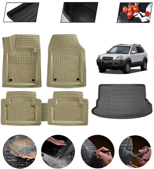 Hyundai Tucson 2005-2010 Uyumlu Paspas Araca Özel Bagaj Havuzu MBS Bej ürün görseli 1