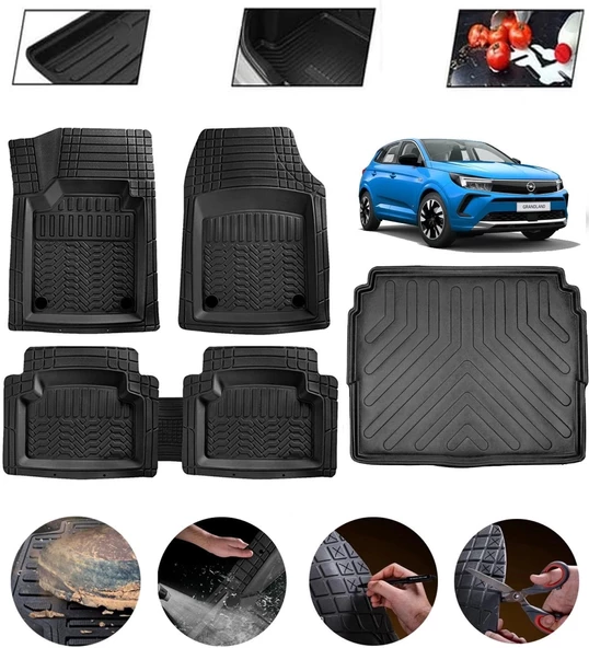 Opel Grandland 2017-2025 Ust Uyumlu Paspas Araca Özel Bagaj Havuzu MBS Siyah ürün görseli 1