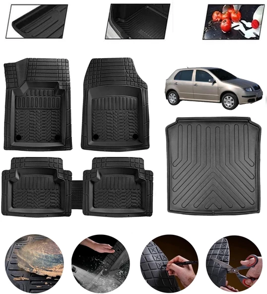 Skoda Fabia Station Wagon 1999-2007 Uyumlu Paspas Araca Özel Bagaj Havuzu MBS Siyah ürün görseli 1