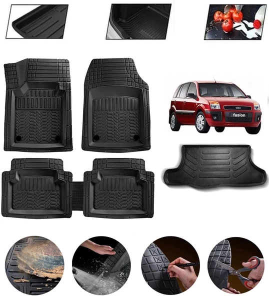 Ford Fusion 2002-2012 Uyumlu Paspas Araca Özel Bagaj Havuzu MBS Siyah ürün görseli 1