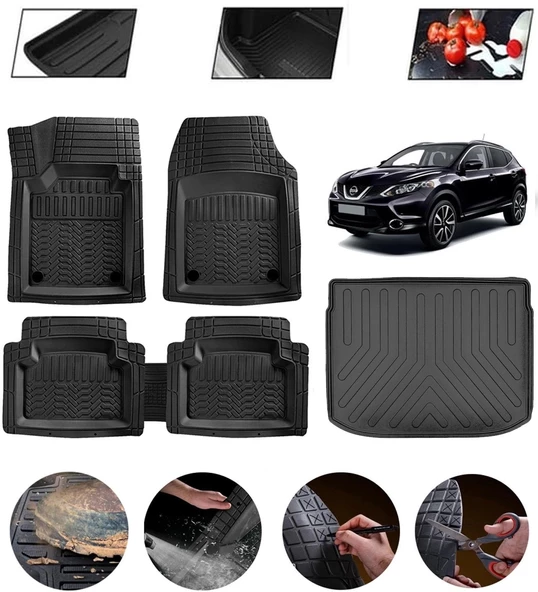 Nissan Qashqai 2022-2026 Ust Uyumlu Paspas Araca Özel Bagaj Havuzu MBS Siyah