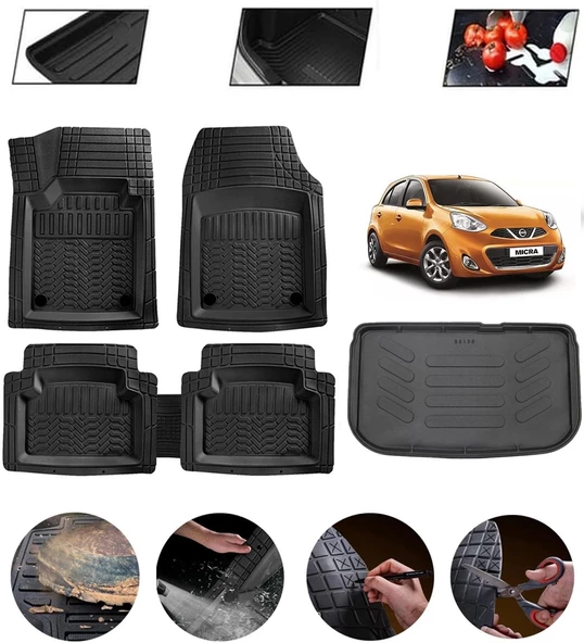 Nissan Micra 2016-2019 Uyumlu Paspas Araca Özel Bagaj Havuzu MBS Siyah ürün görseli 1