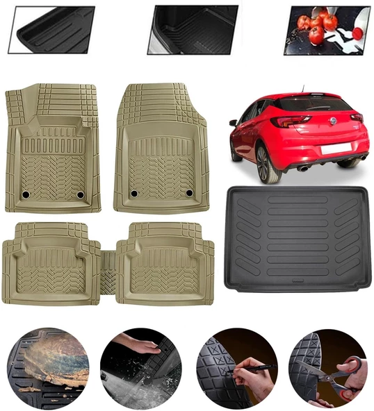 Opel Astra K 2015-2022 Uyumlu Paspas Araca Özel Bagaj Havuzu MBS Bej ürün görseli 1