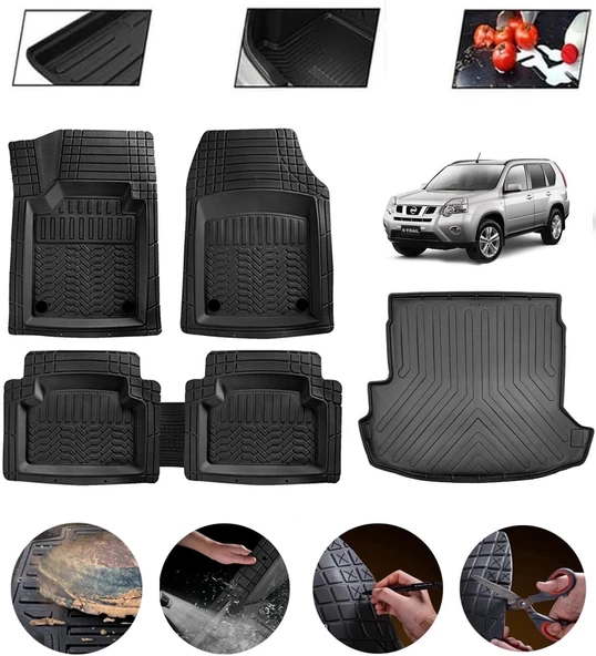 Nissan X-Trail 2007-2013 Uyumlu Paspas Araca Özel Bagaj Havuzu MBS Siyah ürün görseli 1