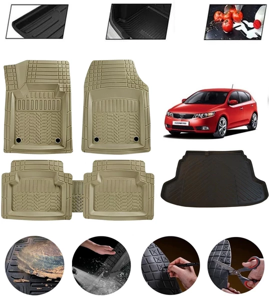 Kia Cerato 2010-2015  Uyumlu Paspas Araca Özel Bagaj Havuzu MBS Bej ürün görseli 1