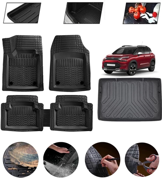 Citroen C3 Aircross Ust Kısım 2016-2025 Uyumlu Paspas Araca Özel Bagaj Havuzu MBS Siyah