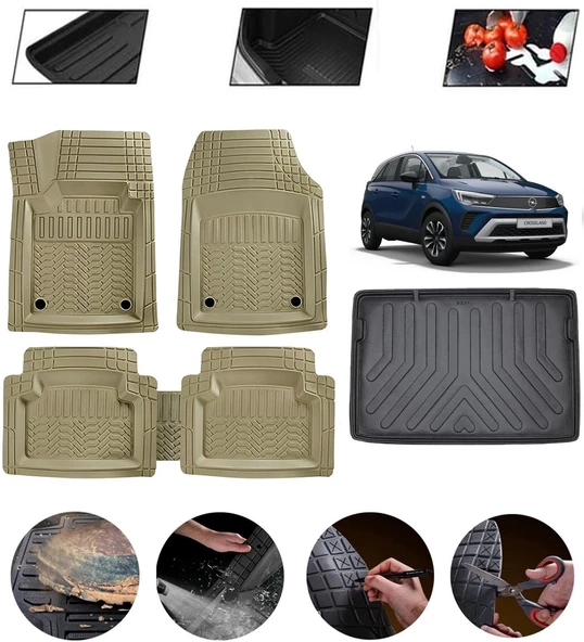 Opel Crossland 2017-2025 Ust Uyumlu Paspas Araca Özel Bagaj Havuzu MBS Bej ürün görseli 1