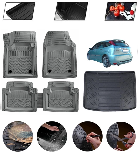 Ford Focus 1 Sedan Uyumlu Paspas Araca Özel Bagaj Havuzu MBS Gri ürün görseli 1