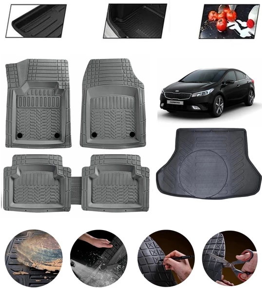 Kia Cerato 2016-2022 Uyumlu Paspas Araca Özel Bagaj Havuzu MBS Gri ürün görseli 1