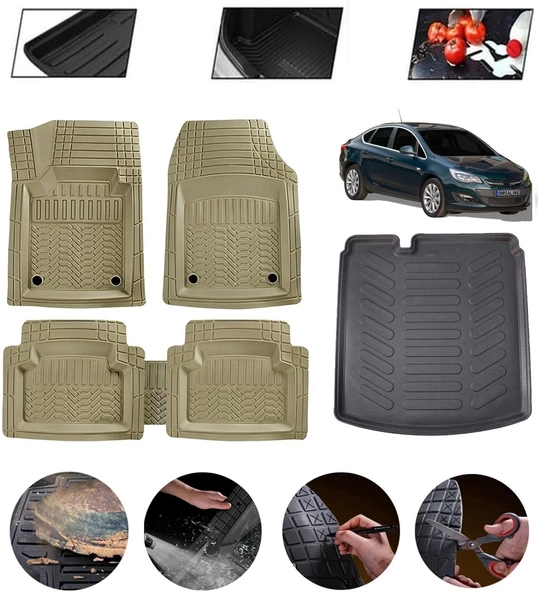 Opel Astra J Sedan 1,4 2019 Sonrası Uyumlu Paspas Araca Özel Bagaj Havuzu MBS Bej ürün görseli 1