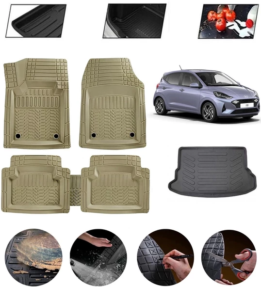 Hyundai İ10 Uyumlu Paspas Araca Özel Bagaj Havuzu MBS Bej ürün görseli 1