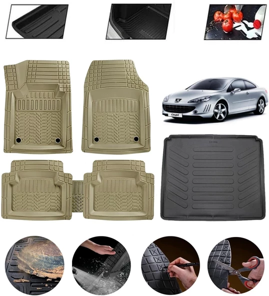 Peugeot 407 Uyumlu Paspas Araca Özel Bagaj Havuzu MBS Bej ürün görseli 1