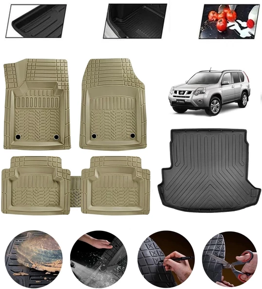 Nissan X-Trail 2007-2013 Uyumlu Paspas Araca Özel Bagaj Havuzu MBS Bej ürün görseli 1