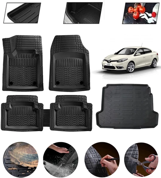 Renault Fluence Uyumlu Paspas Araca Özel Bagaj Havuzu MBS Siyah ürün görseli 1