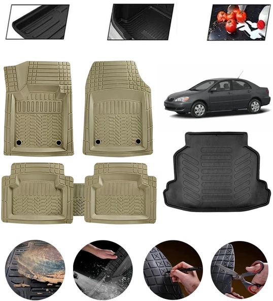 Toyota Corolla 2007-2013 Uyumlu Paspas Araca Özel Bagaj Havuzu MBS Bej ürün görseli 1