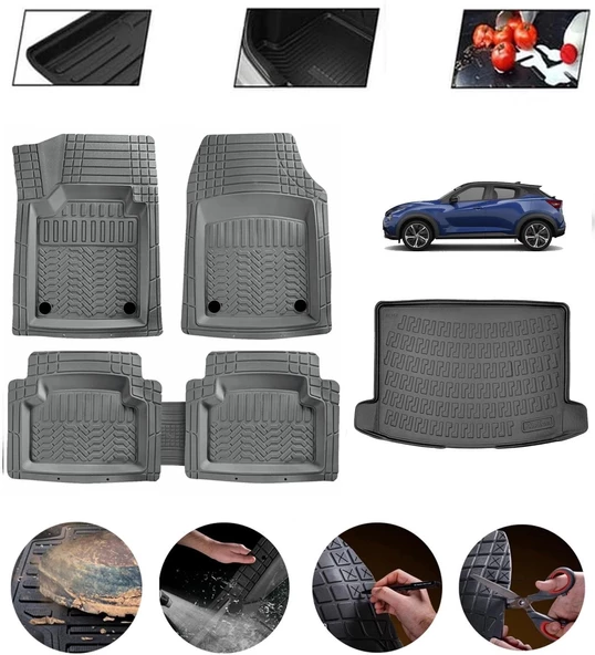 Nissan Juke 2021-2026 Alt Uyumlu Paspas Araca Özel Bagaj Havuzu MBS Gri ürün görseli 1