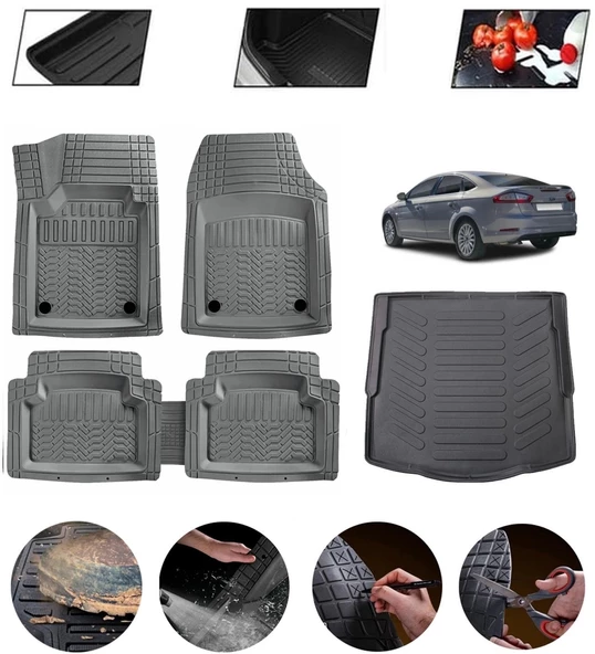 Ford Mondeo 2008-2017 Uyumlu Paspas Araca Özel Bagaj Havuzu MBS Gri ürün görseli 1